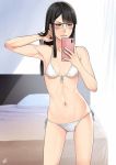 1girl bikini black_hair breasts eizouken eizouken_ni_wa_te_wo_dasu_na! glasses keep_your_hands_off_eizouken long_hair navel panties sayaka_kanamori small_breasts swimsuit underwear