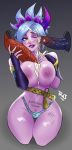 2boys between_breasts big_breasts cum huge_penis naughty_face paizuri pleasure_face riven_(league_of_legends)