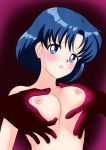 1girl ami_mizuno bishoujo_senshi_sailor_moon blue_eyes blush breast_grab breasts female hands_on_breasts looking_at_viewer mizuno_ami nude sailor_mercury sailor_moon short_hair