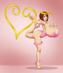 ass baton big_ass big_breasts breasts cleavage commission demon demon_horns female gymnastics gymnastics_ribbon heart horns kairi kingdom_hearts leotard rhythmic rhythmic_gymnastics ribbon ribbon_baton ribbon_rhythmic_gymnastics slit_pupils solo