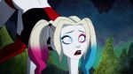 1girl animated_gif ass ass_crack big_ass canon canonical_scene cave clothed dc dc_comics exposed_ass female female_human female_only gif hanging hanging_wedgie harleen_quinzel harley_quinn harley_quinn_(2019) harley_quinn_(series) human short_shorts shorts solo wedgie