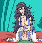  1boy 1girl 1girl big_breasts blue_eyes blue_hair breasts cleavage cosplay dead_or_alive erect_nipples fire_emblem fire_emblem:_kakusei happy_sex high_res highleg kasumi_(doa) kasumi_(doa)_(cosplay) lucina_(fire_emblem) nintendo no_bra no_panties no_underwear pov pussy redfoil sex stockings tiara white_legwear 