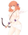  1girl angel angel_wings areola arrow bangs between_breasts blush bow_(weapon) bracelet breasts clavicle cupid&#039;s_arrow curly_hair curvaceous eyebrows_visible_through_hair facing_to_the_side fire_emblem fire_emblem_echoes:_shadows_of_valentia fire_emblem_gaiden fire_emblem_heroes genny_(fire_emblem) hair_ornament high_resolution jewelry light_blush looking_at_viewer navel nipples nopan nude open_mouth orange_eyes orange_hair parted_lips pink_eyes pink_hair short_hair small_breasts strap strap_between_breasts thighs transparent_background tridisart weapon wings 