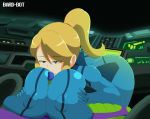 1boy 1girl areola bard-bot big_breasts blonde_hair bodysuit breast_hold breasts erection gif holding_breasts huge_breasts loop massive_breasts metroid nipples paizuri paizuri_lead_by_female penis ponytail samus_aran straight tied_hair