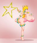  ass baton big_ass big_breasts breasts cleavage commission female gymnastics gymnastics_ribbon leotard princess_peach rhythmic rhythmic_gymnastics ribbon ribbon_baton ribbon_rhythmic_gymnastics solo super_mario_bros. 