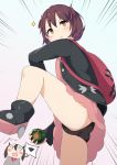 2_girls alternate_costume bag black_panties blush brown_hair cosplay dress_lift female_protagonist_(pokemon_ss) game_freak gloria_(pokemon) impossible_clothes marnie_(pokemon) minidress nintendo nosebleed panties pokemon revealing_clothes short_hair underwear