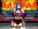 1girl asuka_(wwe) asuka_(wwe_diva) big_ass big_breasts breasts clothed clothing hips looking_at_viewer mask multicolored_hair pulpawoelbo thick_ass thick_legs thick_thighs wrestling wrestling_outfit wrestling_ring wwe wwe_diva wwe_divas