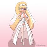  alternate_version_available big_breasts bikini_tan blonde_hair breasts bridal_dress bridal_gloves bridal_stockings bridal_veil bride dixieduckart gravity_falls hands_on_hips looking_at_viewer pacifica_northwest panties see-through tan_line 