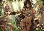 1girl 1girl breasts dinosaur high_resolution kachima nipples tribal very_high_resolution