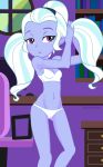 1girl bra breasts equestria_girls female female_only friendship_is_magic indoors long_hair looking_at_viewer mostly_nude my_little_pony panties solo standing sugarcoat underwear white_bra white_panties white_underwear