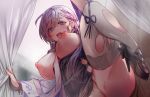 1girl 1girl 1girl azur_lane bdsm belfast_(azur_lane) belfast_(iridescent_rose)_(azur_lane) big_breasts black_dress bondage braid breasts china_dress chinese_clothes dress earrings high_resolution huge_breasts jewelry ksoo420 long_hair nipples nopan one_leg_raised open_mouth out-of-frame_censoring purple_eyes restrained rope shibari silver_hair snowru standing standing_on_one_leg stockings tied tied_hair torn_thighhighs white_legwear white_thighhighs