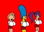 animated cheerleader crossover dancing family_guy futurama gif lois_griffin loop marge_simpson pom_poms the_simpsons turanga_leela