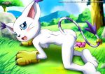 all_fours bbmbbf cat cat_paws digihentai digimon gatomon outside palcomix tailmon