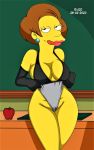 big_breasts bra edna_krabappel gloves panties the_simpsons thighs