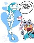 <3 closed_eyes crossover danny_fenton danny_phantom embarrassed embarrassing jenny_wakeman my_life_as_a_teenage_robot nude robot tagme white_hair xj-9