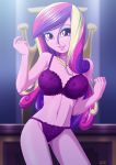  1_girl 1girl adult adult_female bra breasts dean_cadance dean_cadance_(mlp) equestria_girls female female_only friendship_is_magic long_hair looking_at_viewer mostly_nude my_little_pony older older_female panties princess_cadance solo standing three-tone_hair underwear underwear_only uotapo 