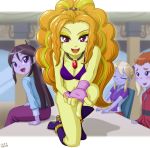 adagio_dazzle adagio_dazzle_(eg) boots bra equestria_girls female friendship_is_magic indoors long_hair looking_at_viewer mostly_nude my_little_pony older older_female on_table panties public underwear uotapo young_adult young_adult_female young_adult_woman