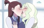  2_girls akko_kagari blush diana_cavendish french_kiss french_kiss kissing kissing little_witch_academia rx120 tongue tongue_out yuri 