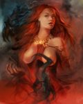 1girl a_song_of_ice_and_fire breasts earrings female female_human game_of_thrones human long_hair melisandre mostly_nude red_hair redhead