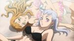 2girls bikini black_clover blue_eyes breasts brown_hair long_hair medium_breasts mimosa_vermillion noelle_silva purple_hair revealing_clothes swimsuit