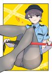 1girl 1girl alternate_costume big_breasts breasts impossible_clothes komi-san_wa_komyushou_desu komi_shuuko looking_at_viewer milf panties pantyhose police police_uniform underwear white_panties