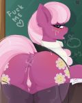 1girl after_sex anus ass chalkboard cheerilee cheerilee_(mlp) classroom clothed cum cum_in_ass cum_in_pussy cum_inside cum_on_clothes cum_on_face cum_on_skirt cum_on_tongue cutie_mark earth_pony female female_only female_teacher friendship_is_magic garter_straps green_eyes indoors looking_at_viewer my_little_pony no_panties open_mouth pony presenting_hindquarters pussy skirt solo standing stockings tail teacher upskirt