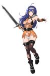  blue_hair breasts fire_emblem fire_emblem:_akatsuki_no_megami fire_emblem:_souen_no_kiseki green_eyes high_resolution holding_sword holding_weapon j40ck nipples sword torn_clothes very_high_resolution wayu_(fire_emblem) weapon 