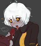 1boy 1girl blush lick licking licking_penis penis plaguemom_margaret short_hair vetis white_hair