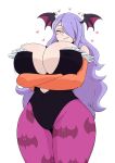 1girl 1girl alternate_costume big_breasts breasts camilla_(fire_emblem) capcom cosplay fire_emblem impossible_clothes leotard long_hair morrigan_aensland nintendo purple_hair vampire_(game)