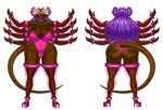 ass big_ass big_breasts bluebullpen breasts brown_skin cleavage commission dancer demon demon_dancer eight_arms female madansaano_yatsuheiki multiple_arms original original_character purple_eyes purple_hair slit_pupils solo