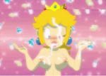  1girl blonde blonde_hair blue_eyes blush crown cum cum_in_mouth cum_on_breasts cum_on_face cum_on_hair cum_on_tongue female female_only long_hair magical_sleepover_u one_eye_closed princess_peach sakusakupanic semen semen_on_breasts semen_on_hair semen_on_tongue solo super_mario_bros. tagme tongue_out 