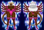 ass big_ass big_breasts bluebullpen breasts brown_skin cleavage commission dancer demon demon_dancer eight_arms female madansaano_yatsuheiki multiple_arms original original_character silver_eyes silver_hair slit_pupils solo ultra_instinct