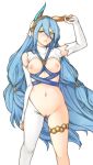 1girl 1girl 1girl animal_ears aqua_(fire_emblem) blue_hair blush breasts bunny_ears fire_emblem fire_emblem_if gloves headdress high_resolution inverted_bunnysuit inverted_costume large_filesize leggings long_hair nipples pussy single_legging strap_between_breasts thigh_strap transparent_background tridisart very_high_resolution white_gloves yellow_eyes