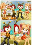 1boy 1girl 5_toes a_new_play anthro bbmbbf bed brown_eyes charmy_bee comic cream_the_rabbit feet furry gold_eyes mobius_unleashed palcomix sega sonic_(series) sonic_the_hedgehog_(series)