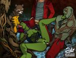  1girl 4boys anal anal_penetration anal_sex breasts double_handjob drax_the_destroyer fellatio fuckit_(artist) gamora green_skin groot guardians_of_the_galaxy handjob interspecies male/female marvel marvel_comics multiple_boys no_bra no_panties oral oral_penetration oral_sex partially_clothed penis_in_ass penis_in_mouth peter_quill pussy rocket_raccoon sex spitroast spread_legs starlord 