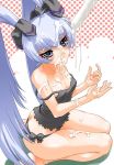 1girl blue_eyes blue_hair camisole cum kasumi_yashiro lingerie muv-luv muvluv panties popsicle sexually_suggestive shinama solo underwear yashiro_kasumi