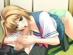  1boy 1girl 69 ass brother_and_sister brown_hair censored fellatio game_cg girl_on_top green_eyes incest kimi_ga_aruji_de_shitsuji_ga_ore_de mihato_uesagi oral panties penis school_uniform serafuku siblings they_are_my_noble_masters uesugi_mihato uesugi_ren underwear 