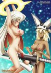 1girl 2_girls bbmbbf breasts dark_skin duo female_only guilty_gear guilty_gear_xrd high_resolution incest jack-o'_valentine long_hair multiple_girls nude palcomix pietro's_secret_club ramlethal_valentine sharp_teeth siblings sisters