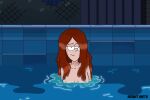  1girl closed_eyes disney disney_channel gravity_falls hermitmoth nude nude_female pool skinny_dipping sleeping water wendy_corduroy wet 