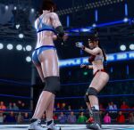  2_girls alluring clothed julia_chang kazama_asuka namco ryonani_fc sports_bra tekken wrestling_ring xwf 