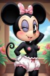 ai_generated bloomers minnie_mouse winking