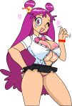  1girl 1girl 1girl ami_onuki areola big_breasts big_breasts big_breasts breasts cassettedream clothing dream-cassette female_only hi_hi_puffy_amiyumi hoshime looking_at_viewer microskirt miniskirt nipples no_bra panties pink_eyes pink_hair shirt skirt thick_thighs transparent_background wide_hips 