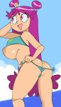  1girl 1girl ami_onuki ass ass_cleavage beach big_breasts big_breasts bikini breasts butt_crack dream-cassette female_only hi_hi_puffy_amiyumi hoshime huge_breasts looking_away looking_up nipple_slip nipples pink_hair top_heavy 