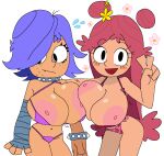  1girl 2_girls ami_onuki big_breasts bikini blue_hair breast_press breasts clothing double_bun dream-cassette female_only hi_hi_puffy_amiyumi hoshime huge_breasts human looking_at_viewer neckwear nipples pale_skin pink_hair spiked_bracelet spiked_collar swimwear thick_thighs transparent_background wide_hips wristwear yumi_yoshimura 