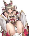  1girl cleavage crunches nia nia_(blade)_(xenoblade) nia_(xenoblade) nintendo pin_up silver_hair sit_ups small_breasts sssemiii workout xenoblade_(series) xenoblade_chronicles_2 yellow_eyes 