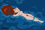  1girl closed_eyes disney disney_channel gravity_falls hermitmoth nude nude_female sea skinny_dipping sleeping water wendy_corduroy wet 