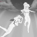  2girls ass belly_button breasts bubble cloud dorsal_fin equestria_girls female female_only fin freediving goggles hasbro human jaws_(film) monochrome my_little_pony night nipples nude nudity ocean older older_female parody partially_submerged partially_underwater_shot pinkie_pie pinkie_pie_(eg) pinkie_pie_(mlp) prank pshyzo rainbow_dash rainbow_dash_(eg) rainbow_dash_(mlp) sea shark_fin skinny_dipping submerged swimming unaware underwater universal_studios vulva water young_adult young_adult_female young_adult_woman 