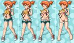 1girl barefoot bed blush breast_grab breasts dakimakura erect_nipples feet fingering hairless_pussy hand_in_panties huge_breasts hun kasumi_(pokemon) masturbation misty nintendo nipples nude panties pokemon pussy shoes shorts sneakers solo spread_legs spread_toes toe_spread toes uncensored underwear undressing