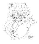  dark_boss darkboss_(artist) masturbation midna monochrome pussy solo the_legend_of_zelda twilight_princess 