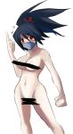 1girl black_hair blush breasts censored cleavage clenched_hand disgaea disgaea_2 eu03 hairband kunoichi kunoichi_(disgaea) long_hair makai_senki_disgaea_2 mask ninja ninja_(disgaea) nippon_ichi nude ouendan_(artist) pale_skin ponytail red_eyes scarf scrunchie solo white_background